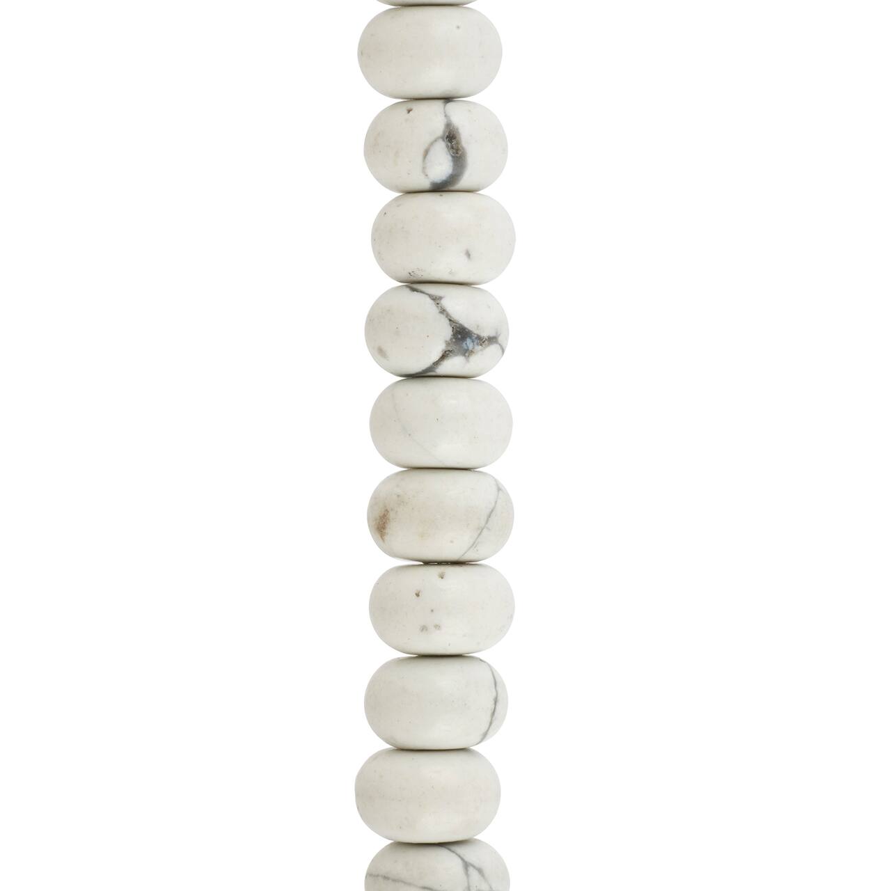 White Howlite Rondelle Beads, 8mm by Bead Landing™